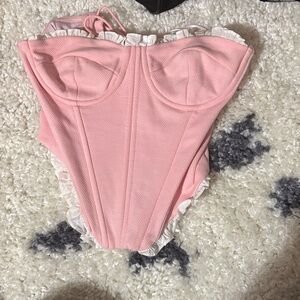 Edikted Pink and White Crop Top